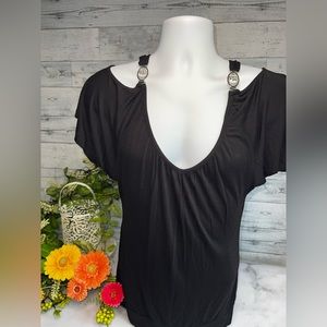 GUESS Black shirt size small. Rhinestone\silver on shoulders.